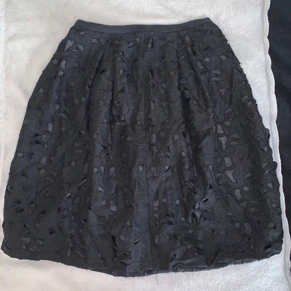 Talbots Silk Black Midi Eyelet Skirt - Picture 1 of 3